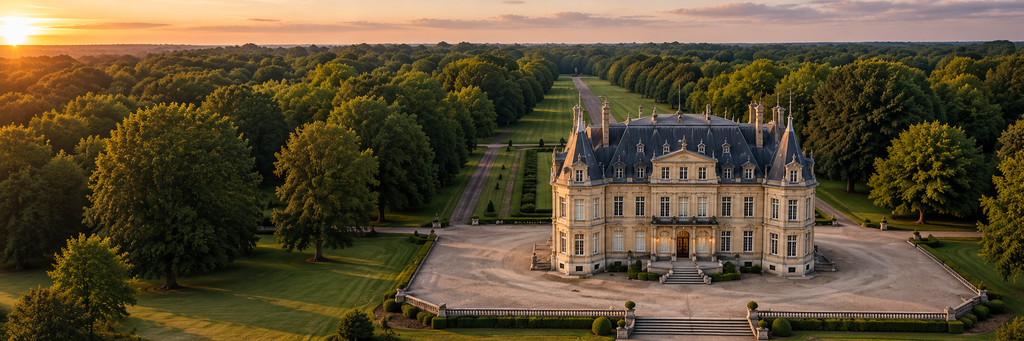 Vue panoramique du château au coucher du soleil
